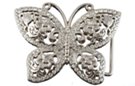 butterfly belt buckle, rhinestone and chrome filigree