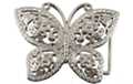 butterfly belt buckle, rhinestone and chrome filigree