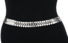 double rhinestones and buttons silver snake belly mesh chain belt