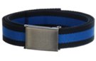 black and blue striped military web belt