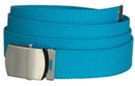 1-1/4" military-style web belt, turquoise with nickel polish buckle