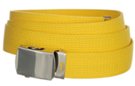 1-1/4" military-style web belt, lemon yellow with nickel polish buckle