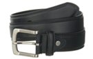 smooth wide casual black leather belt with square nickel buckle