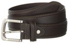 smooth wide casual dark brown leather belt with square nickel buckle