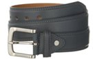 smooth wide casual medium gray leather belt with square nickel buckle