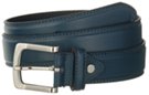 smooth wide casual navy blue leather belt with square nickel buckle