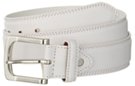 smooth wide casual white leather belt with square nickel buckle