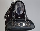 black teardrop baguette handbag, cats nose center ring with whiskers applique