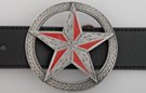 belt buckle, celtic ring with inscribed red and pewter nautical star