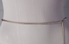 silver chain belt made of 29 inches of 1/4" medium rope chain and 14 inches of chain with heart-shaped pendant