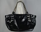 synth patent leather gothic shopper with studs and chains