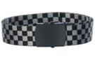 black buckle on chequered flag polypro web belt