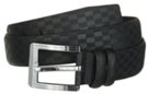 black chessman embossed genuine leather casual dress belt