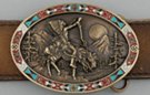 Chief Joseph of Nez Pierce brass finish oval belt buckle