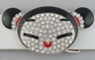 rhinestone and enamel china doll belt buckle