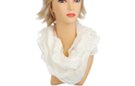 white ruffled knit circle scarf
