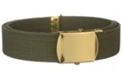 olive cotton 1-1/4" military web belt and solid brass buckle