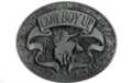 oval pewter and enamel Cowboy Up belt buckle