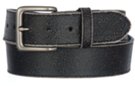 cracked black leather casual belt with pewter buckle