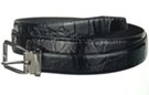 black croco embossed dress belt with polished buckle