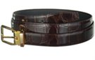 brown croco embossed dress belt with polished buckle
