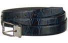 navy blue croco embossed dress belt with polished buckle