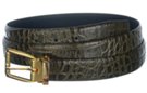 olive smooth croc embossed dress belt with nickel buckle