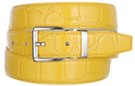 yellow embossed dress belt with nickel or gold buckle