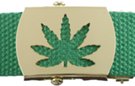 gold marijuana leaf military-style buckle