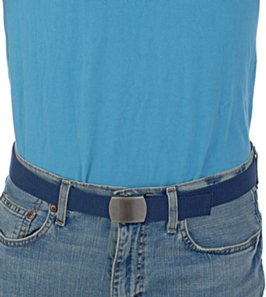cyan polo shirt with navy blue cotton web belt