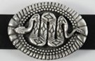 oval western belt buckle with diamondback rattlesnake