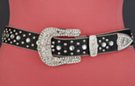 black rhinestone and stud fashion leather belt