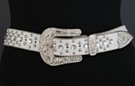 white rhinestone and stud fashion leather belt