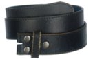 black distressed leather strap with snap closure