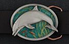 3-D dolphin sea scene western buckle