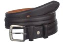brown double tube smooth leather casual dress belt with nickel buckle