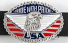 eagle's head, wings and chain Ride with Pride oval belt buckle