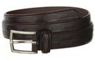 brown checkerboard embossed leather dress belt with nickel polish buckle