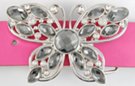 clear and multifaced gray rhinestone butterfly belt buckle