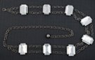 clear mirrored faceted acrylic emerald-cut stone costume double chain belt