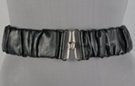 crinkled synthetic leather stretch belt with anchor latch buckle