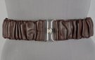 crinkled synthetic leather stretch belt with anchor latch buckle