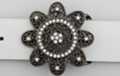 pewter and rhinestone filigree flower belt buckle