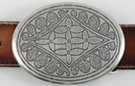 diamond flower lattice embossed pewter concho belt buckle