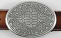 diamond flower lattice embossed pewter concho belt buckle