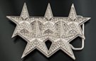 double row five star glittery chrome belt buckle