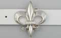 chrome and rhinestone fleur-de-lis belt buckle