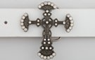 rhinestone and pewter fleurie cross belt buckle