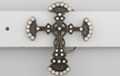 rhinestone and pewter fleurie cross belt buckle