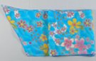 pink and blue flowers on blue chiffon belt scarf